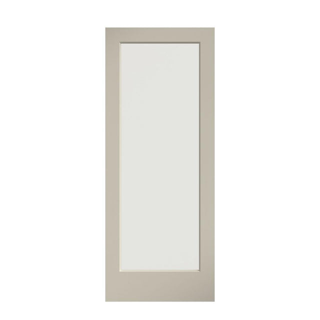 28 in. x 80 in. 1-Lite Clear Glass True Divided White Finished Solid Core Wood French Interior Door Slab