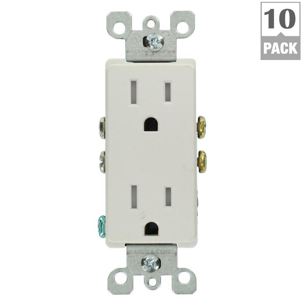 Decora 15 Amp Tamper-Resistant Duplex Outlet, White (10-Pack) - Super Arbor
