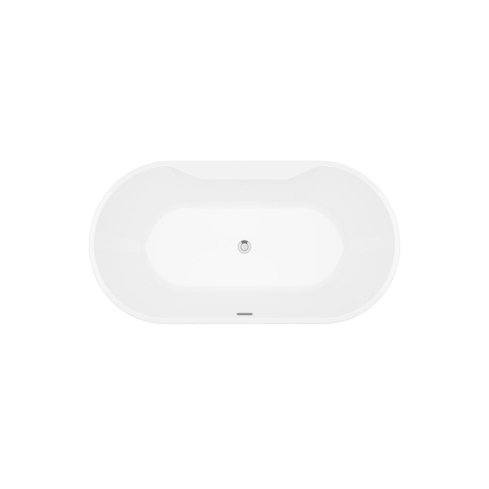 Coral 56 in. Acrylic Freestanding Flatbottom Non-Whirlpool Bathtub in White No Faucet - Super Arbor
