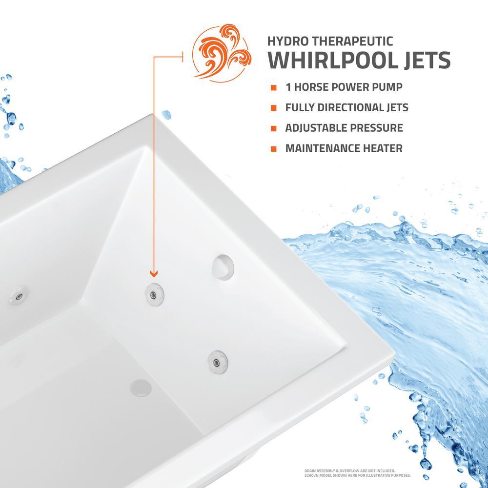 Star 6 ft. Rectangular Drop-in Whirlpool Bathtub in White - Super Arbor