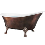 60 in. Fiberglass Slipper Clawfoot Non-Whirlpool Bathtub in Matte Antique Brass - Super Arbor