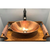 Premier Copper Products Oval Wired Rim Hammered Copper Vessel Sink in Polished Copper