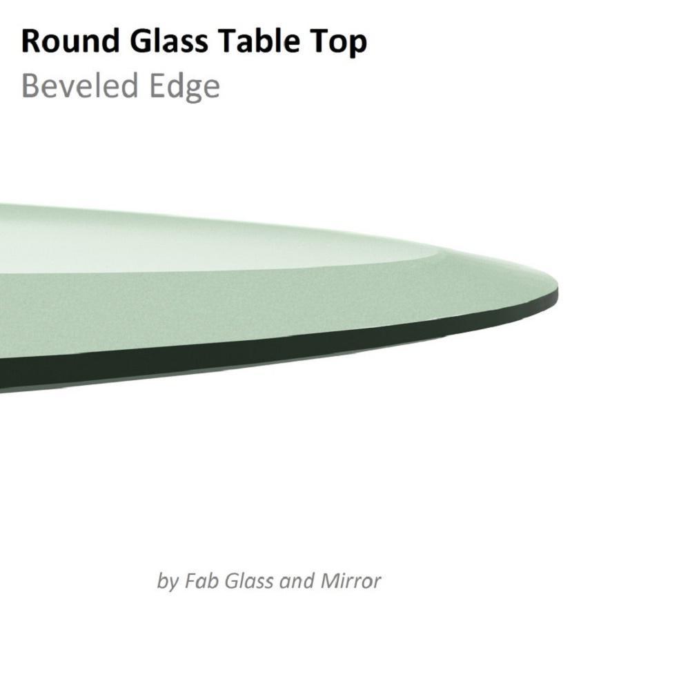 36 in. Clear Round Glass Table Top, 3/8 in. Thickness Tempered Beveled Edge Polished - Super Arbor