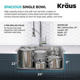 Loften All-in-One Dual Mount Stainless Steel 25in. Single Bowl Kitchen Sink with Pull Down Faucet in Black and Steel