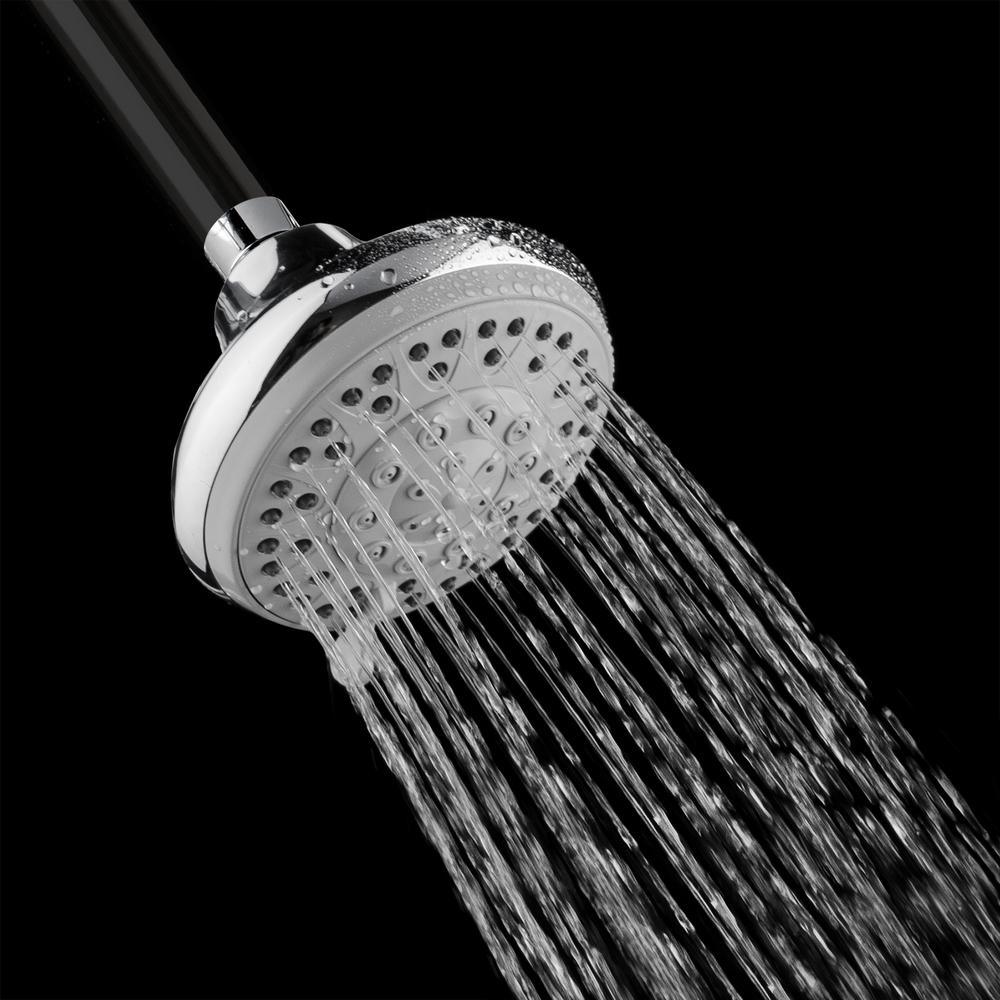 3-Spray 4 in. Single Wall Mount Fixed Adjustable Shower Head in Chrome - Super Arbor