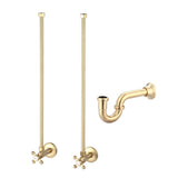 Embassy 30 in. Brass Wash Stand with Satin Brass P-Trap Kit, Faucet, Marble Counter Top, and White Basin - Super Arbor