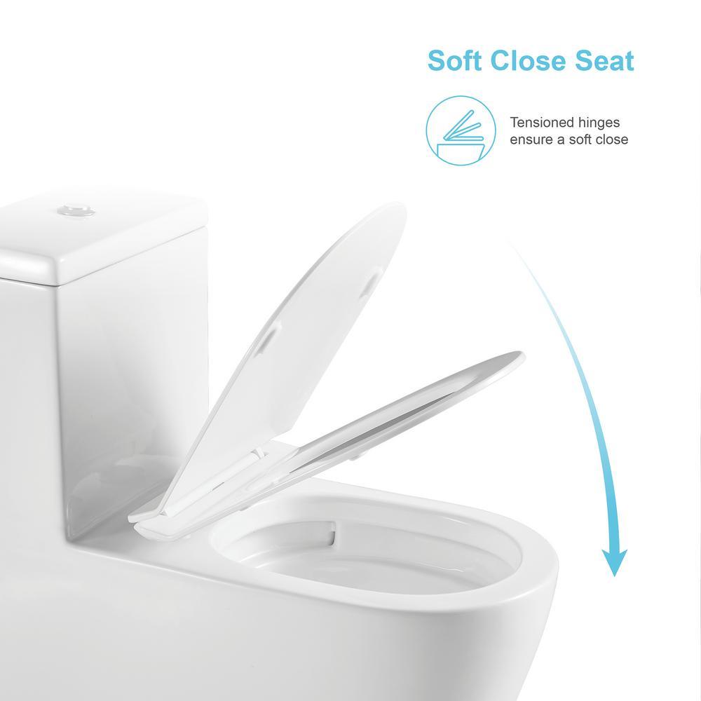 All-in-One Toilet Elongated One-Piece Dual Flush 1.28 GPF/0.88 GPF High Efficiency Skirted Toilet in White - Super Arbor