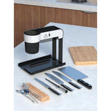Black Stainless Steel Utensil and Cutlery Rack Kitchen Organizer Drip Tray Knife Storage Block with Cutting-board Holder
