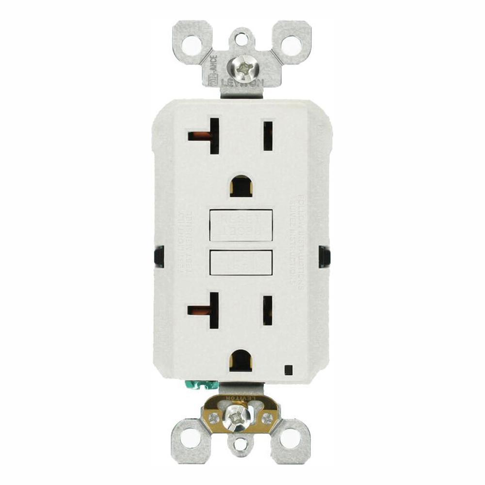 20 Amp Self-Test SmartlockPro Slim Duplex GFCI Outlet, White - Super Arbor