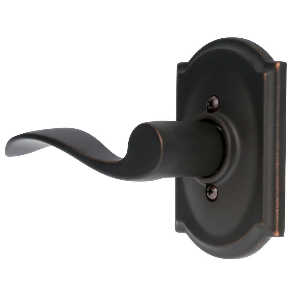 Accent Aged Bronze Left Handed Dummy Door Lever with Camelot Trim - Super Arbor