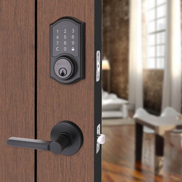 Castle Matte Black Touchpad Single Cylinder Deadbolt with Tonbridge Hall and Closet Door Lever Combo Pack