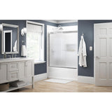 Simplicity 60 in. x 58-1/8 in. Semi-Frameless Traditional Sliding Bathtub Door in Chrome with Rain Glass - Super Arbor