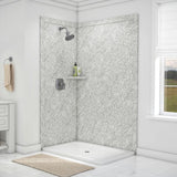 Elegance 36 in. x 48 in. x 80 in. 7-Piece Easy Up Adhesive Corner Shower Wall Surround in Triton - Super Arbor