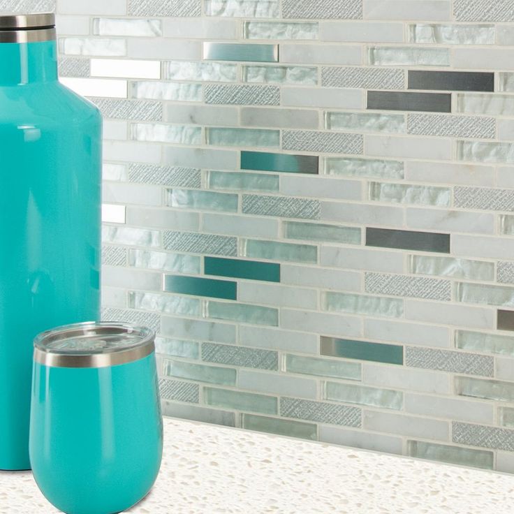 MSI Ocean Crest Brick 12 in. x 12 in. x 8 mm Glass Metal Stone Mesh-Mounted Mosaic Wall Tile (10 sq. ft. / case)
