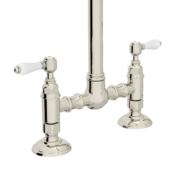 Rohl Country Kitchen Polished Nickel 2-Handle Deck-Mount Bridge Handle Kitchen Faucet