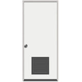 30 in. x 80 in. Premium Vented Flush White Primed Left-Hand Outswing Steel Prehung Front Door with 4 in. Wall - Super Arbor