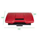 Red Plastic Adjustable Height Ergonomic Foot Rest with Massage Rollers - Super Arbor