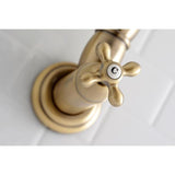 Kingston Brass Restoration Antique Brass 2-Handle Wall-Mount Pot Filler Handle Kitchen Faucet