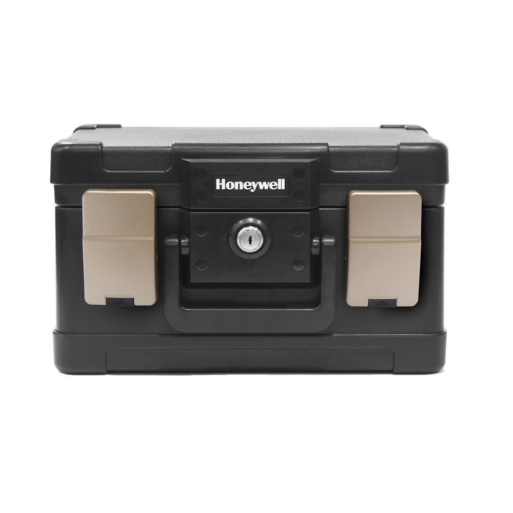 0.15 cu. ft. Molded Fire Resistant and Waterproof Portable Chest with Carry Handle, Key and Double Latch Lock - Super Arbor