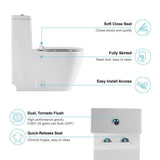 All-in-One Toilet Elongated One-Piece Dual Flush 1.28 GPF/0.88 GPF High Efficiency Skirted Toilet in White - Super Arbor
