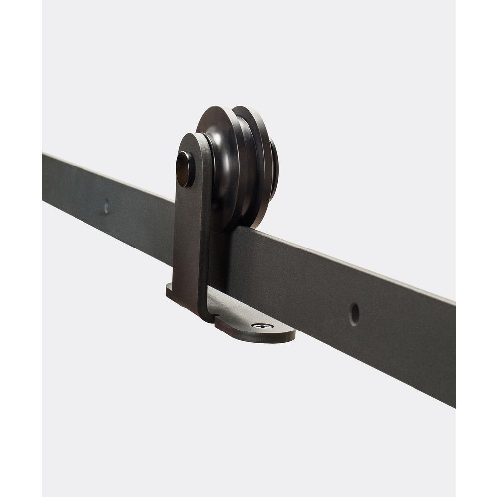 Black Solid Steel Sliding Rolling Barn Door Hardware 8 ft. Kit for Single Wood Doors - Super Arbor