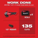 Milwaukee M18 FUEL 18V Brushless Cordless 4-1/2 in./5 in. Angle Grinder Paddle Switch Kit with (2) 5.0Ah Batteries