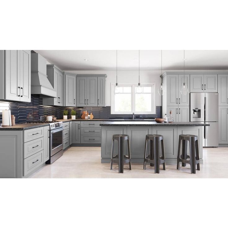 Home Decorators Collection Grayson 18 in. W x 24 in. D x 96 in. H Assembled Plywood Pantry Kitchen Cabinet in Pearl Gray with Soft Close RH
