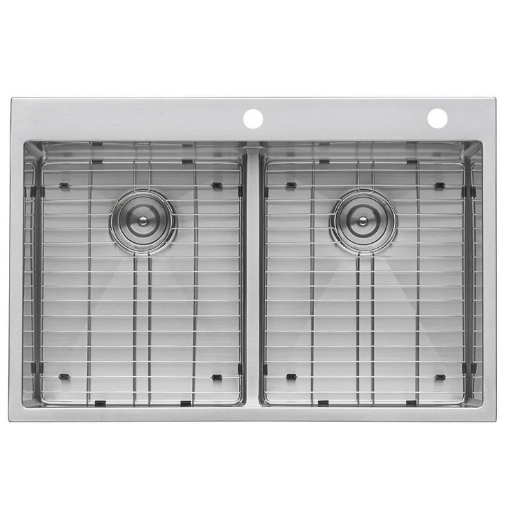 33 in. x 22 in. Double Bowl Drop-in 16-Gauge Stainless Steel Kitchen Sink