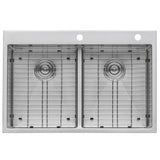 33 in. x 22 in. Double Bowl Drop-in 16-Gauge Stainless Steel Kitchen Sink