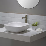 KRAUS Elavo Soft Square Ceramic Vessel Bathroom Sink in White, 18.1 x 16.1 x 5.5 in