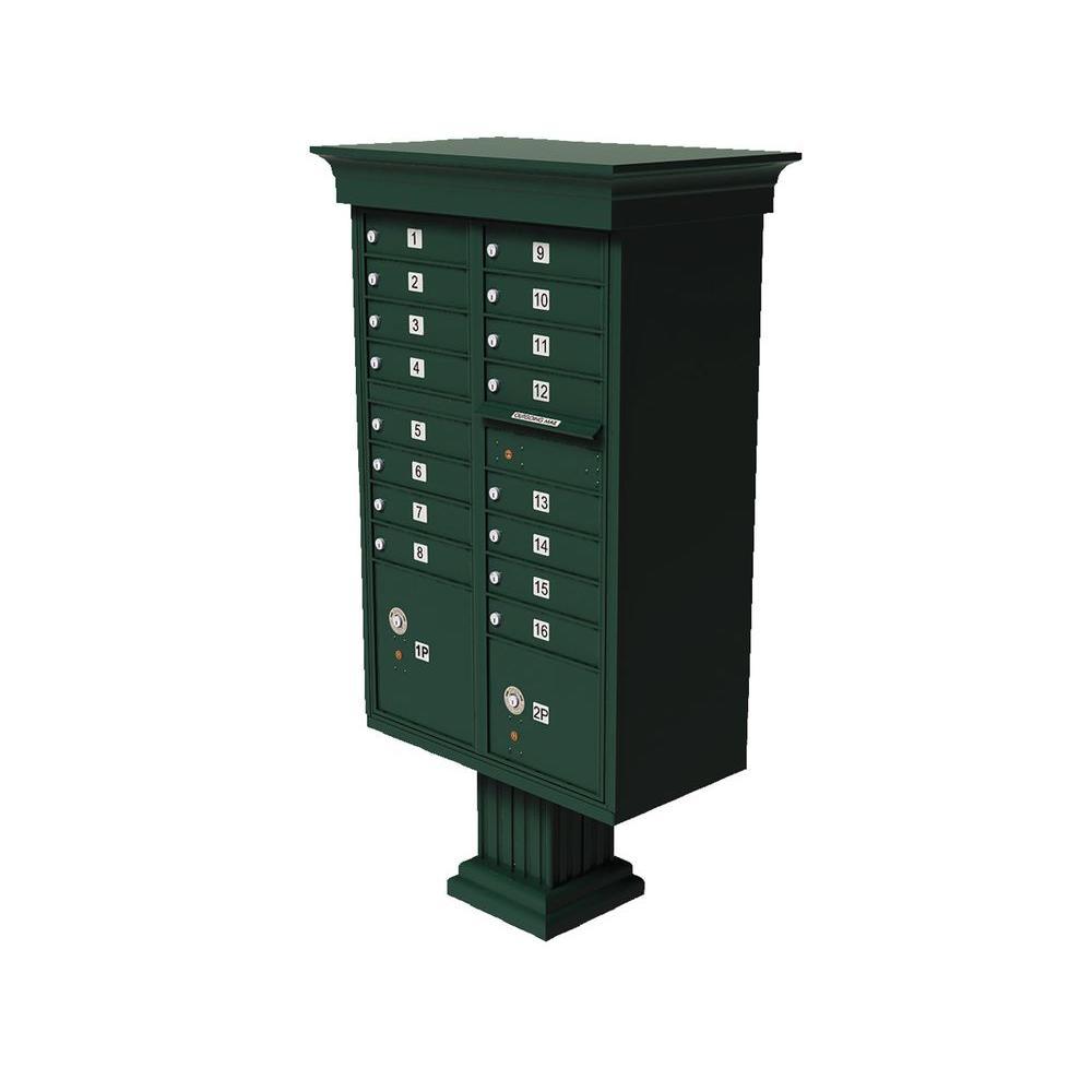 Vital 12-Mailboxes 1-Parcel Locker 1-Outgoing Pedestal Mount Cluster Box Unit - Super Arbor