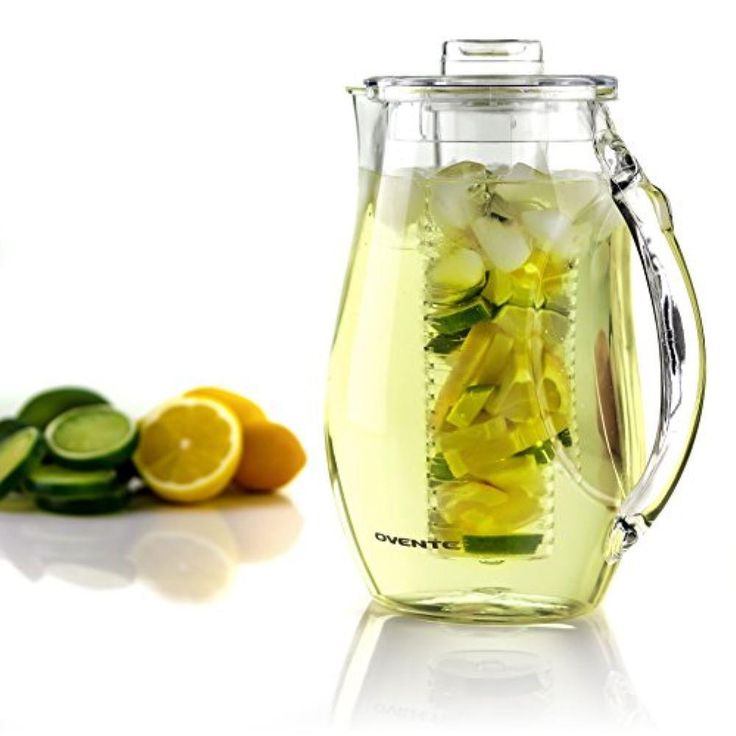 84 fl. oz. Clear Pitcher with Removable Fruit Infuser Rod and Ice Rod, Non-Slip Handle, Drip-Free Spout