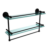 22 in. L  x 12 in. H  x 5 in. W 2-Tier Clear Glass Bathroom Shelf with Towel Bar in Polished Chrome - Super Arbor