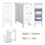 20 in. W x 12 in. D x 30 in. H Bathroom Vanity Cabinet Linen Cabinet with Three Drawers in White - Super Arbor