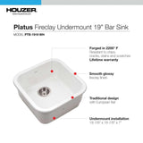 Platus Undermount Fireclay 19 in. Single Bowl Bar Sink in White with Square Basin