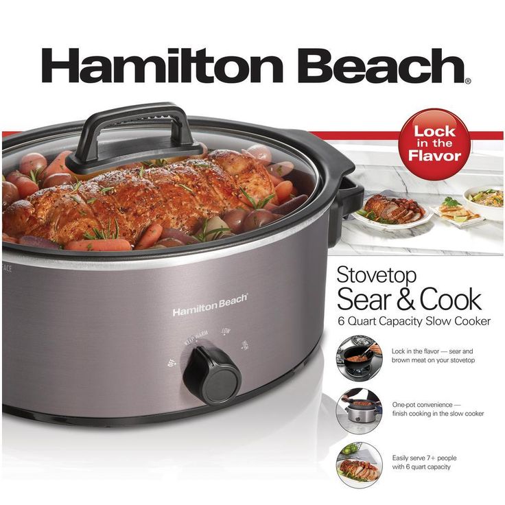 Stovetop Sear and Cook 6 qt. Gray Slow Cooker