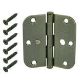 3-1/2 in. Antique Brass 5/8 in. Radius Security Door Hinges Value Pack (3-Pack)