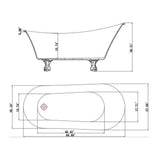 Clawfoot Bathtub - 69 in. Glossy White Acrylic Bathtub - Modern Flat Bottom Stand Alone Tub - Luxurious SPA Tub - Super Arbor
