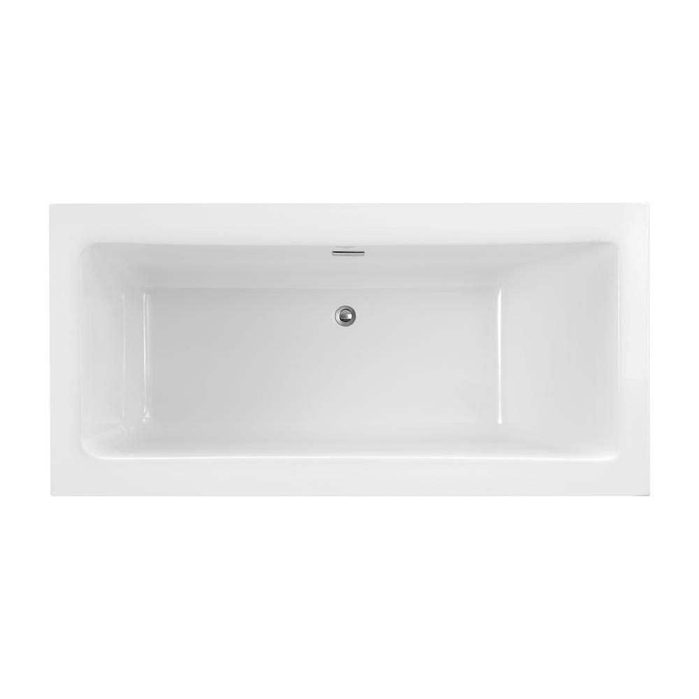 Terra 70 in. Acrylic Double Slipper Flatbottom Non-Whirlpool Center Drain Bathtub in White - Super Arbor