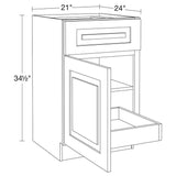Home Decorators Collection Grayson 21 in. W x 24 in. D x 34.5 in. H Assembled Plywood Base Kitchen Cabinet in Mythic Blue with 1ROT Soft Close LH