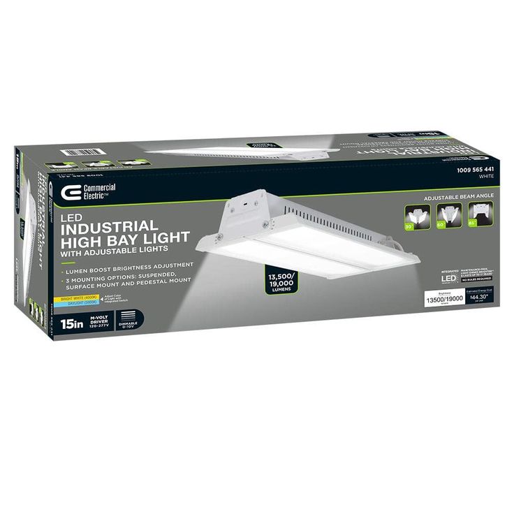 Commercial Electric 15 in.  19000 Lumens 138-Watts Adjustable Beam Multiple CCT & Lumens Integrated LED High Bay Light 120-277V Dimmable