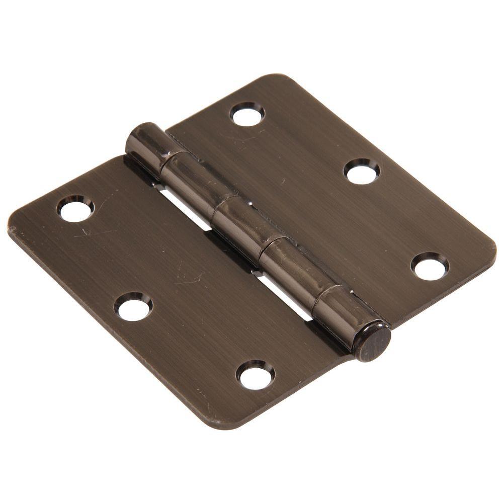 3-1/2 in. Antique Brass Residential Door Hinge with 1/4 in. Round Corner (9-Pack) - Super Arbor