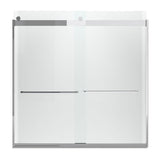 Levity 57 in. x 59.75 in. Semi-Frameless Sliding Tub Door in Nickel with Handle - Super Arbor