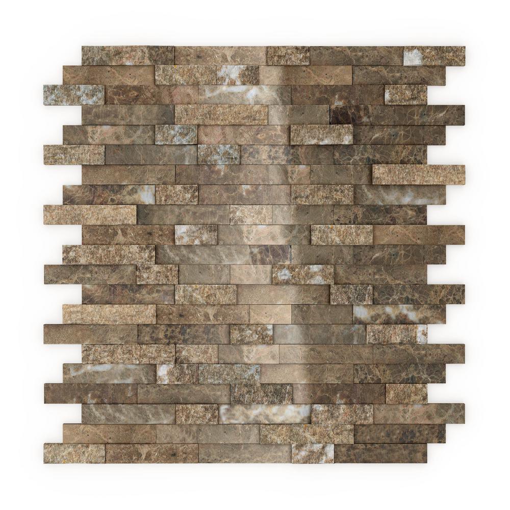 Inoxia SpeedTiles Bengal Brown 11.77 in. x 11.57 in. x 8 mm Stone Self-Adhesive Wall Mosaic Tile (11.4 sq. ft. / case) - Super Arbor