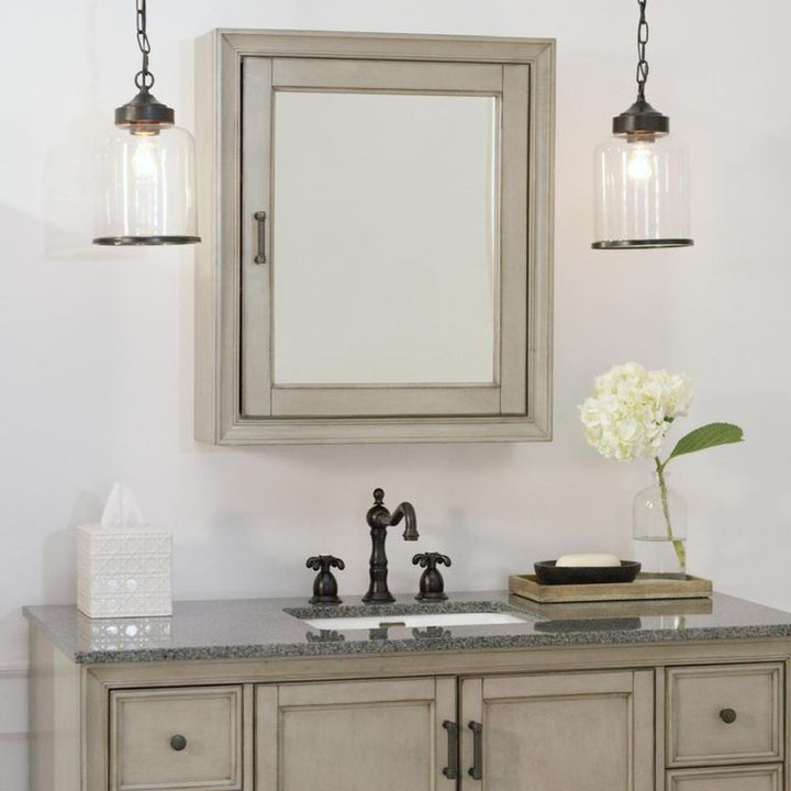 Hazelton 24 in. W x 28 in. H Framed Surface-Mount Bathroom Medicine Cabinet in Antique Grey