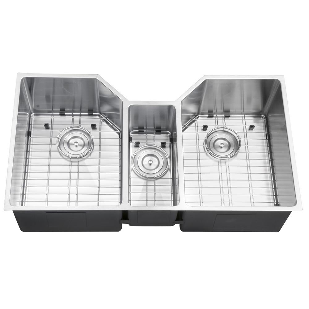 Undermount Stainless Steel 35 in. 16-Gauge Triple Bowl Kitchen Sink - Super Arbor