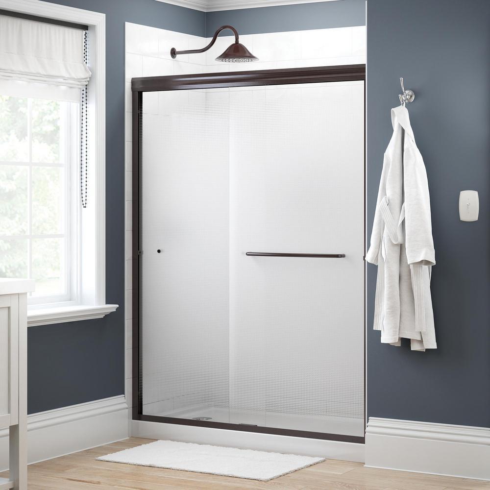 Simplicity 60 in. x 70 in. Semi-Frameless Traditional Sliding Shower Door in Nickel with Transition Glass - Super Arbor