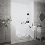 Nova Wheelchair Access 5 ft. Walk-in Whirlpool and Air Bathtub with 6 in. Tile Easy Up Adhesive Wall Surround in White - Super Arbor