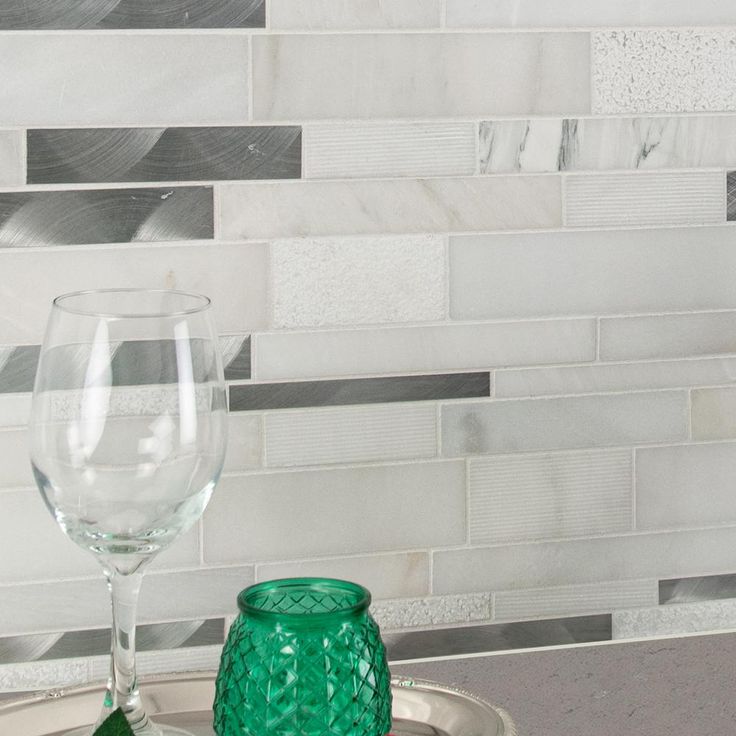 MSI Moderno Blanco Interlocking 12 in. x 18 in. x 8 mm Metal Stone Blend Mesh-Mounted Mosaic Tile (15 sq. ft. / case)