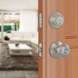 Hartford Satin Nickel Entry Knob and Single Cylinder Deadbolt Combo Pack - Super Arbor